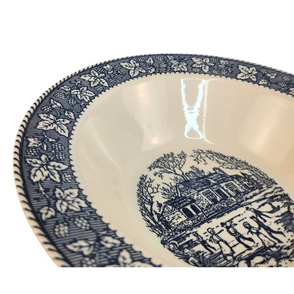 Homer Laughlin Shakespeare Country Blue Transfer Ware Vegetable Bowl 9 Inch Vint - Picture 4 of 7